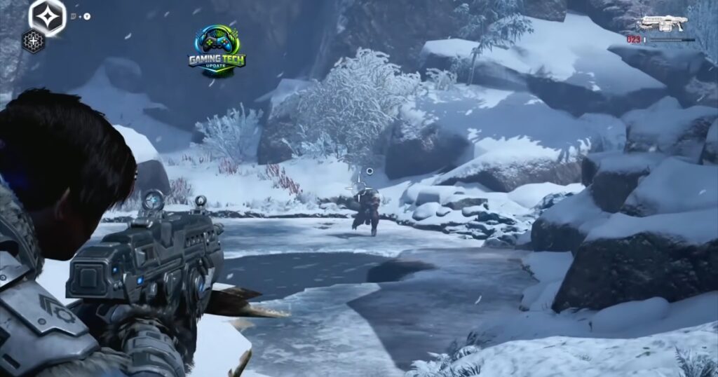 Gears of War E-Day promotional image showing Marcus Fenix and Dom Santiago in heavy COG armor against a dark apocalyptic backdrop