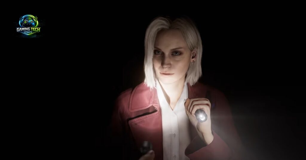 Resident Evil Requiem key art or gameplay image showing both protagonists Leon S. Kennedy and Grace side by side in a dark unsettling environment filled with horror atmosphere